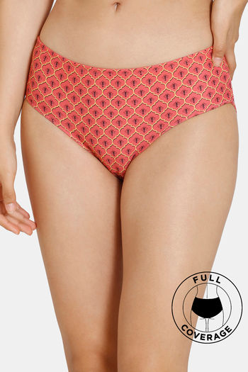 Buy Zivame Zellij Dreams Low Rise Full Coverage Hipster Panty - Spiced Coral